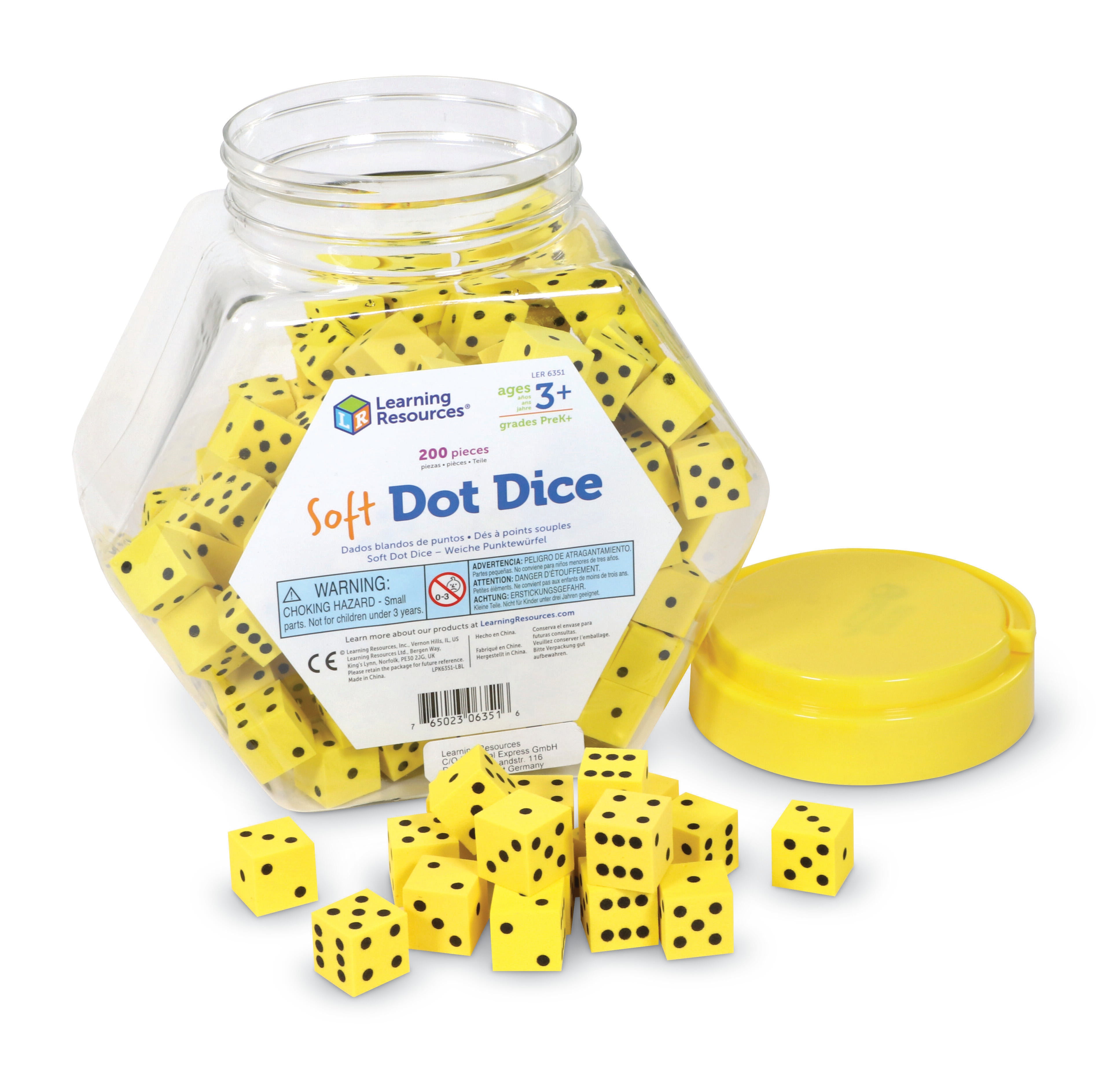 Learning Resources Hands-On Soft Foam Dot Dice, Yellow, Set of 200, PreK to 6 040-7688
